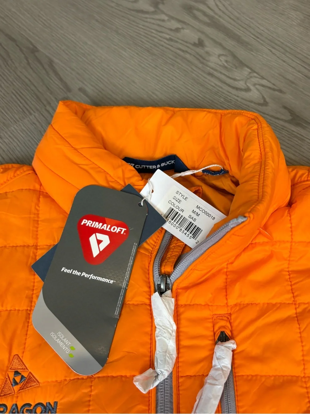 NEW Cutter & Buck Men's Orange Quilted Puffer Jacket